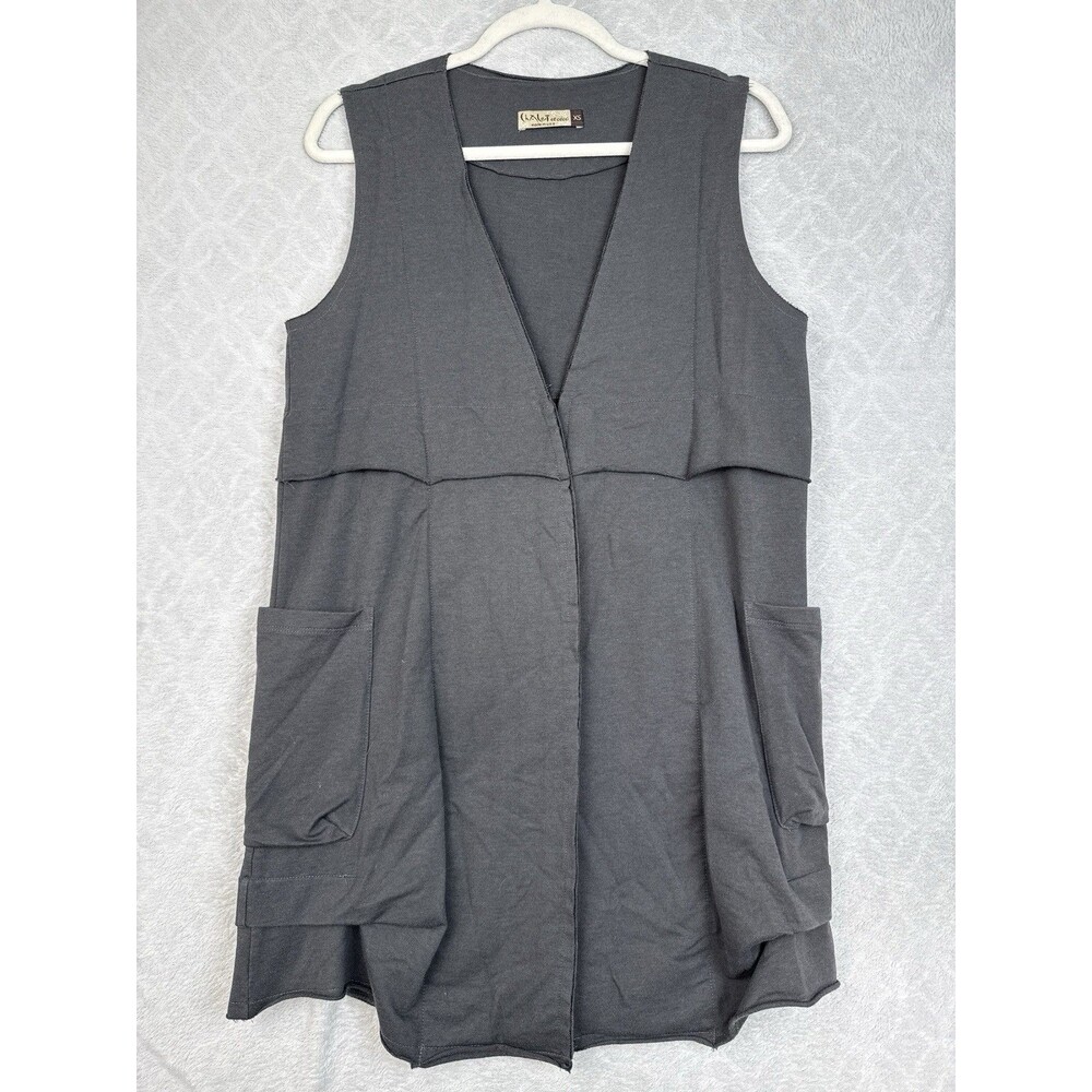 Chalet et Ceci Cardigan Vest Women XS Gray Oversized Open Front Lagenlook Casual